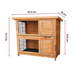 Large Rabbit Hutch with BASE Chicken Coop 2 Storey Guinea Pig Pet Cage House V63-840521