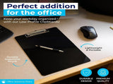 Black Plastic Clipboards Multipack - 12.5x9 Inch Clipboard Holds 100 Sheets, Low Profile V1258-DP02-WO-798