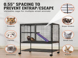 36" Metal Small Animal Cage 2-Tier Rolling Ferret Cage with Tray A Ramp V952-JSXDL322233IWSCUUV0