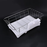 Stainless Steel Dish Drainer Drying Rack With 3-Piece Set Removable Rust Proof Utensil Holde For V1366-AZ2-W-16288