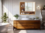 Bamboo Wall Medicine Cabinet Mirror 55.5cm 5 Shelf V178-66789
