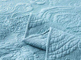 100% Cotton Embossed Sky Blue Bloom Coverlet Bedspread Set V745-MMPAC061122Q13U