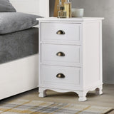 Artiss Bedside Table 3 Drawers Vintage - THYME White ST-CAB-B-3D-WH