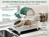 CARLA HOME 2 tier Dish Drying Rack with Drainboard & Utensil Holder for Kitchen V178-36539