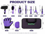 Pet Grooming & Cleaning Kit 9 Piece Set with Shedding Brush, Steel Comb Scissors, Nail Clippers V888-ELOSUNG55120