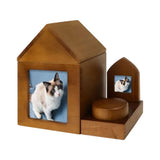 Pet Urn Nostalgia Passing Away Dog Cat Cabin Urn with Photo Frame Pet Coffin - Brown - Size Large V1107-136-08162-BRN-LARGEHOUSE