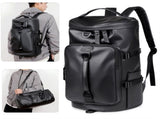Black Large Capacity Men's Travel Backpack with Shoe Compartment - Water-Resistant Coated Fabric V888-ELOSUNG18415