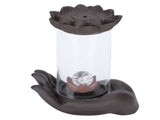 LED Waterfall Backflow Incense Burner with Windproof Cover Handicraft for Home Office Tea House V1294-YM0718-3115200137811