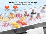 75.7L Rolling Ice Chest, Hold up to 50 Bottles / 110 Cans, Portable Patio Party Bar Drink Cooler V952-HWLQTCDZJHSHPA24Z001V0