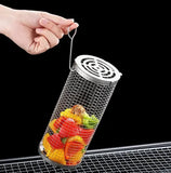 2 Pack Stainless Steel Rolling Grill Baskets with Hooks Forks for Vegetables, Seafood, Camping V1189-LC-HW-00496