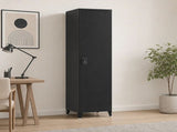 Single-Door Metal Tall Cabinet Shelf Storage for Home Office Gym V63-844461