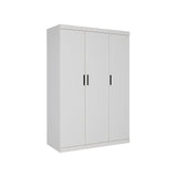 3 Door White Wardrobe Black Handles, Hanging Rail & Shelves V63-953071
