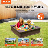 Sandbox with Cover, 48.6x48.6x12.4 in Square Sand Box, HDPE Sand Pit with 4 Corner Seating and V952-SXSLFXJCK000BU65WV0