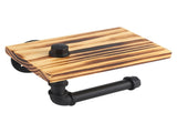 lIron Pipe Wall Mount Paper Holder Rack Wood Shelf Bathroom Toilet V1294-YM0722-JY01086