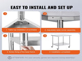 Stainless Steel Work Table 30 x 18 x 38 Inch, with 4 Wheels, 3 Adjustable Height Levels, Heavy Duty V952-CFBXGGZTLCDJB9CR8V0