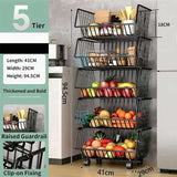 CARLA HOME Metal 5-Tier Rolling Vegetable and Fruit Basket Cart Stand for Kitchen LSB-36139