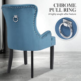 French Provincial Dining Chair Ring Studded Velvet Rubberwood Leg LISSE NAVY BLUE V274-FT-VFC-1141-NV1