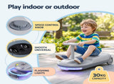 Rigo Ride on Car with Mop Storage Space Kids Clean Car 12V 86cm Grey RCAR-CLEAN-GY