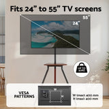 Artiss TV Stand Wooden Tray 24-55" Swivel Height Adjustable TV-MOUN-105-BK-WAL