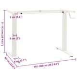 Manual Height Adjustable Standing Desk Frame Hand Crank White 43_321718