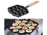 14-Hole Takoyaki Pan, Non-Stick Cast Iron Octopus Meatball Mold, Detachable Handle V1263-JX-2983