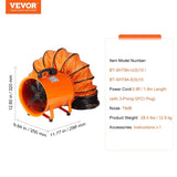 Portable Ventilator, 203.2mm/8inch Heavy Duty Cylinder Fan with 10m Duct Hose, 145W Strong Shop V952-BXSG230W108INDT09V3