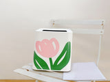 Floral Trash Can Large Mouth Cute Appearance Modern Style Garbage Waste Basket for Kitchen Bathroom V1294-YM0521-3117230064314