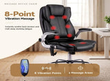 Artiss 8 Point Massage Office Chair PU Leather Black MOC-1223-BK