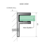110x100cm Corner Frameless Shower Screen with Chrome Wall Channel and Floor F-Bracket and SS Hinges, V63-872751