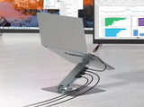Simplecom CHT660 Adjustable Aluminium Laptop Stand with 6-Port USB-C Docking Station Dual 4K HDMI V28-SIMCHT660