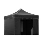 Instahut Gazebo Pop Up Marquee 3x3m Folding Tent Wedding Gazebos 500D Black GAZEBO-C-3X3-DX-BLACK