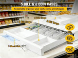 Heavy Duty Metal Cash Drawer, 5 Note & 6 Coin Trays,White V1181-OF011-WH