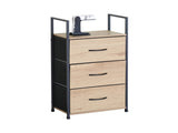 CARLA HOME 3 Drawer Tallboy Storage Cabinet - Brown - Rustic - Steel - Chest Drawers Tallboy V178-36451