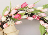 Tulip Wreath Tulip Decorative Wreath Artificial Tulip Wreath Decorative Flower Wreath V1294-YM0715-211028LS02