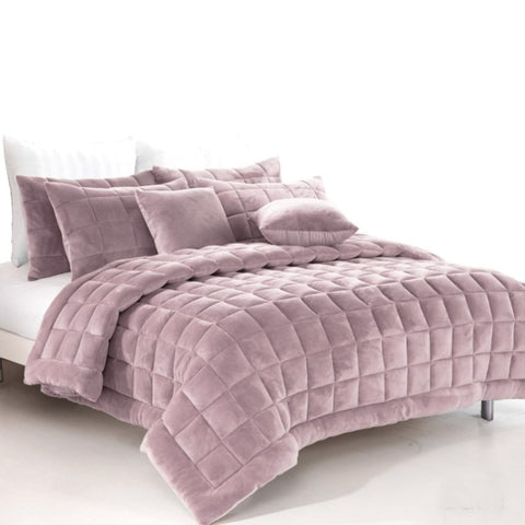 Alastairs Augusta Faux Mink Quilt / Comforter Set Blush King V442-MFL-QUILT-AUGUSTAMINK-BLUSH-KI