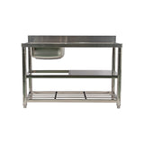 Freestanding Stainless Steel Kitchen Sink 120x50x79cm Commercial Utility Wash Basin V63-952871