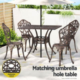 Gardeon Outdoor Dining Set 5 Piece Chairs Table Cast Aluminum Patio Brown FF-DINING-CALU-BR-AB