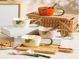 Ceramic Pumpkin Mug, Large Handle Halloween Coffee Cup, Pink Large Capacity Novelty Cup with Spoon, V1366-AZ2-W-20996