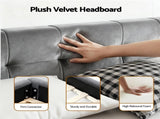 Artiss Double Size Bed Frame Plush Soft Headboard Velvet Platform Base for Modern Bedrooms Grey BFRAME-F-HAVEN-D-GY-AB