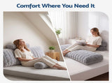 Giselle Wedge Pillow Headboard, Easy Wash Zipper Cover & Anti-Flat Foam, Couch Lumbar Support for HBP-VRNECK-COR-GY-Q
