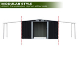 Wallaroo 4x8ft Zinc Steel Garden Shed with Open Storage - Black GSS-BSW-48O-BK