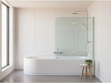 90cm Frameless Glass Bath Screen Wall Channel with Stainless Steel Hinges in Black Finish V63-852341