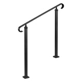 Handrails for Outdoor Steps, 2-3 Step Adjustable Height, Carbon Steel Transitional Handrail with V952-BPSLZFSHS23BVBIXQ001V0