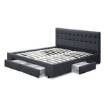 Artiss Bed Frame Queen Size with 4 Drawers Charcoal AVIO BFRAME-F-AVIO-Q-CHA-ABC