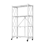 SOGA 4 Tier Steel White Foldable Kitchen Cart Multi-Functional Shelves Portable Storage Organizer KITCHENXY002WHT