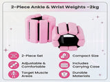2-Piece Ankle & Wrist Weights 2kg Pair Adjustable Workout Bangles V63-952781
