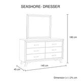 Dresser with 6 Storage Drawers in Solid Acacia With Mirror in Silver Brush Colour V43-DRS-SSH