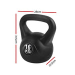 Everfit 16kg Kettlebell Set Weight Lifting Bench Dumbbells Kettle Bell Gym Home FIT-K-KB-16KG-BLACK