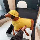 Dachshund Bag Crossbody Bag Travel Bag High Quality Bag Fashion Accessory Pet - Yellow - Size V1347-127-56392-YEL-34-14-10