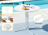 Gardeon 3PC Outdoor Bar Set Stools Dining Chairs Table Patio Furniture Bistro Set Steel White ODF-BARSET-3TEX-WH
